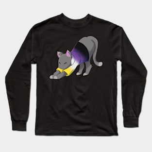 Non-Binary cat stretching Long Sleeve T-Shirt